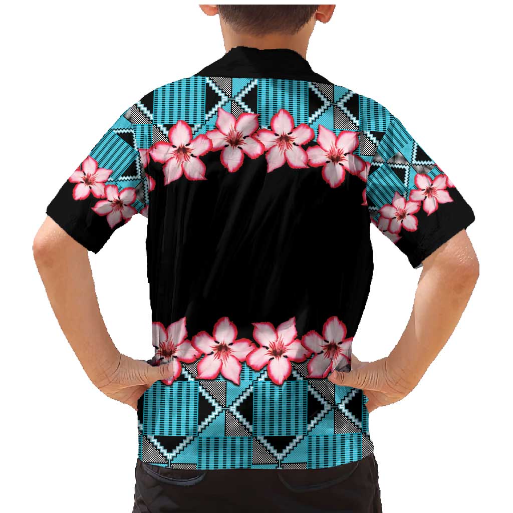 African Adenium Multiflorum Flowers Family Matching Mermaid Dress and Hawaiian Shirt with Kente Style LT9 - Wonder Print Shop