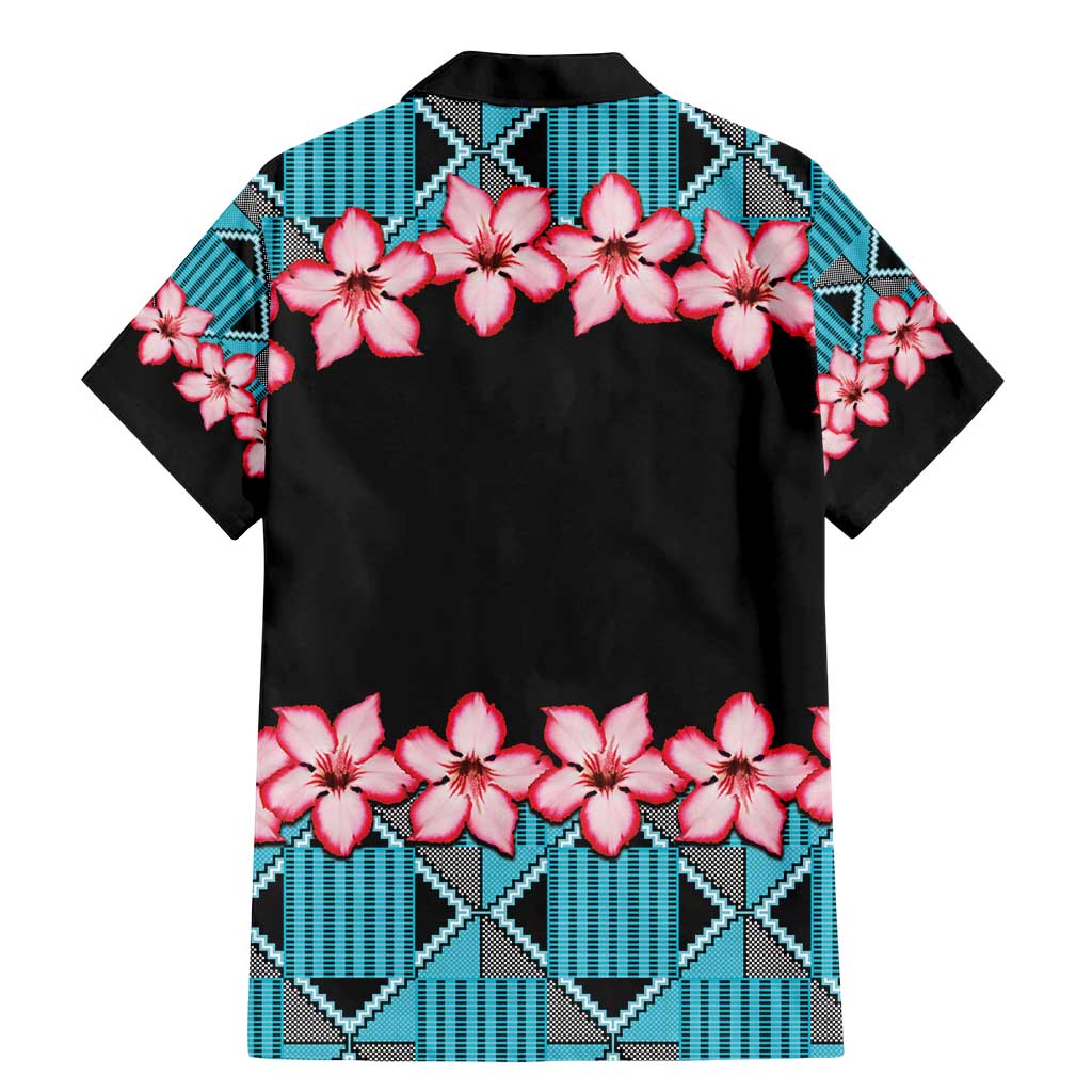 African Adenium Multiflorum Flowers Family Matching Mermaid Dress and Hawaiian Shirt with Kente Style LT9 - Wonder Print Shop