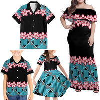 African Adenium Multiflorum Flowers Family Matching Off Shoulder Maxi Dress and Hawaiian Shirt with Kente Style LT9 - Wonder Print Shop