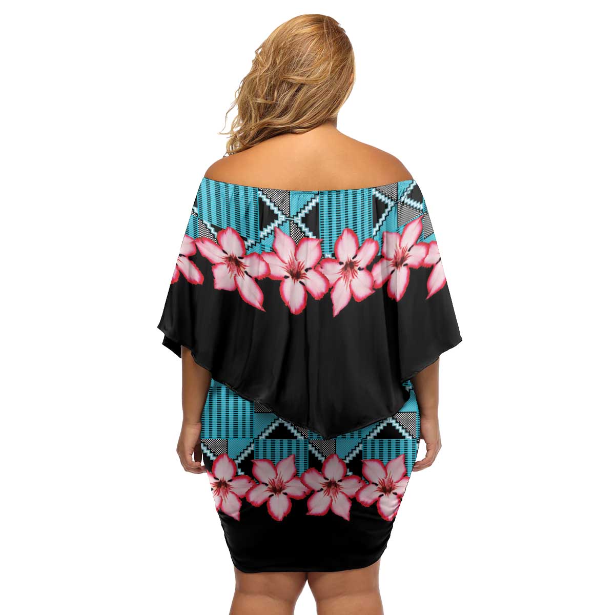 African Adenium Multiflorum Flowers Family Matching Off Shoulder Short Dress and Hawaiian Shirt with Kente Style LT9 - Wonder Print Shop