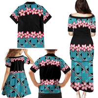 African Adenium Multiflorum Flowers Family Matching Puletasi and Hawaiian Shirt with Kente Style - Wonder Print Shop