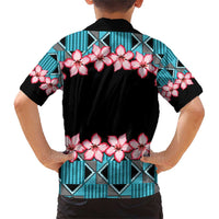 African Adenium Multiflorum Flowers Family Matching Short Sleeve Bodycon Dress and Hawaiian Shirt with Kente Style - Wonder Print Shop