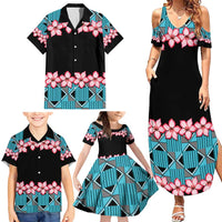 African Adenium Multiflorum Flowers Family Matching Summer Maxi Dress and Hawaiian Shirt with Kente Style - Wonder Print Shop