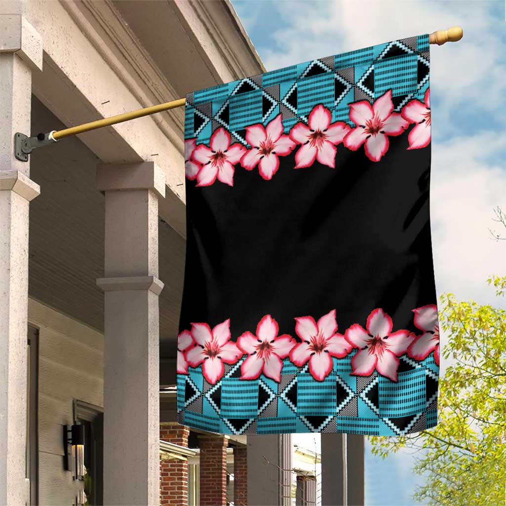 African Adenium Multiflorum Flowers Garden Flag with Kente Style - Wonder Print Shop