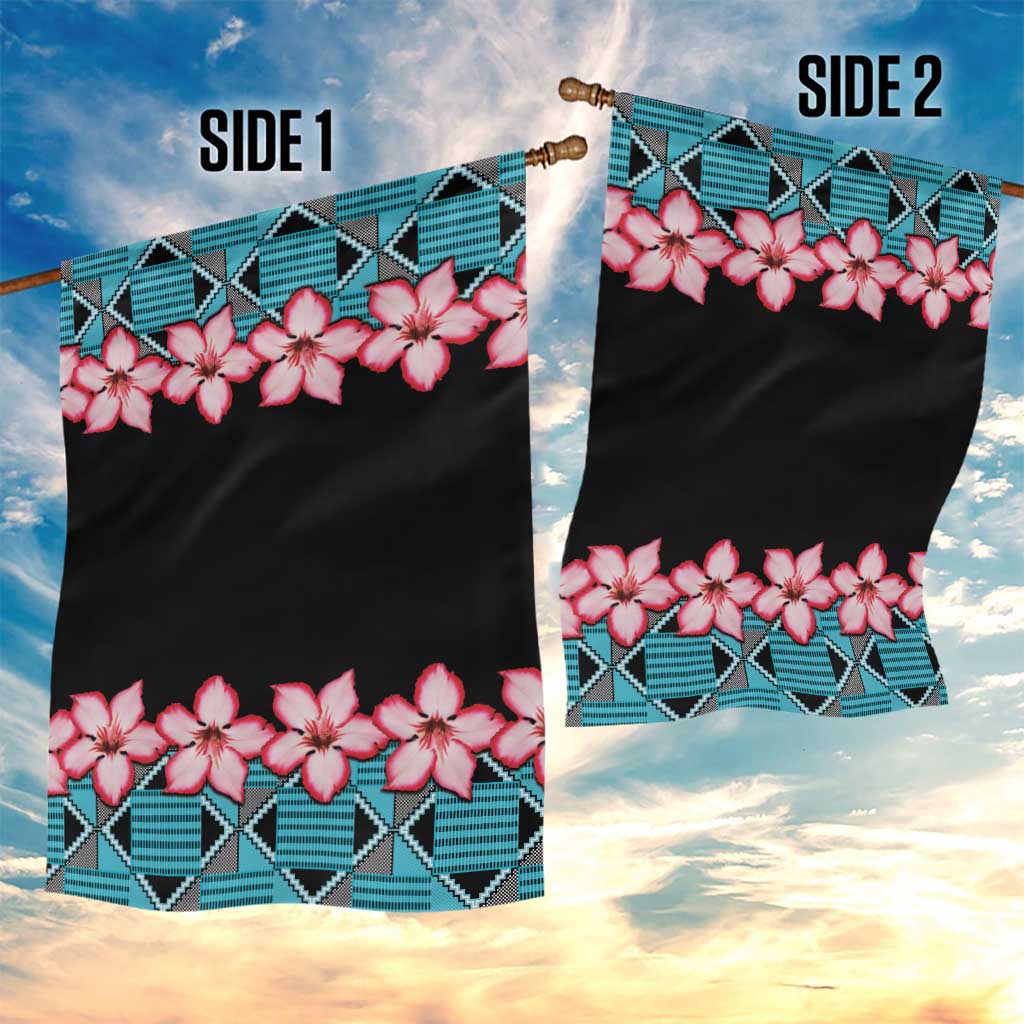 African Adenium Multiflorum Flowers Garden Flag with Kente Style - Wonder Print Shop