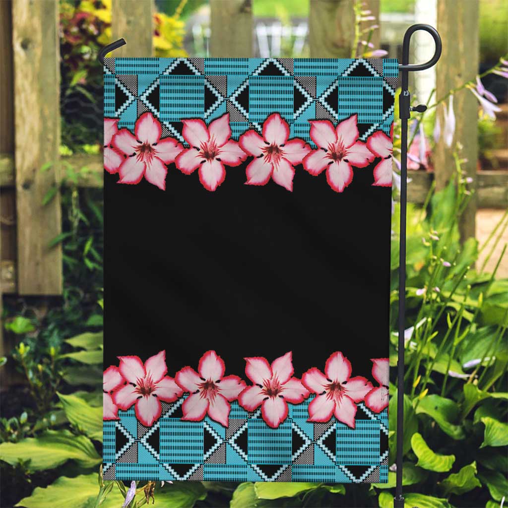 African Adenium Multiflorum Flowers Garden Flag with Kente Style - Wonder Print Shop