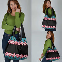 African Adenium Multiflorum Flowers Grocery Bag with Kente Style