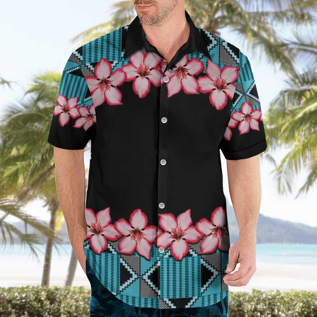 African Adenium Multiflorum Flowers Hawaiian Shirt with Kente Style - Wonder Print Shop
