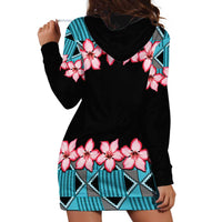African Adenium Multiflorum Flowers Hoodie Dress with Kente Style - Wonder Print Shop