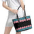 African Adenium Multiflorum Flowers Leather Tote Bag with Kente Style - Wonder Print Shop
