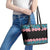 African Adenium Multiflorum Flowers Leather Tote Bag with Kente Style - Wonder Print Shop