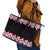 African Adenium Multiflorum Flowers Leather Tote Bag with Kente Style - Wonder Print Shop