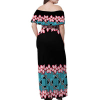 African Adenium Multiflorum Flowers Off Shoulder Maxi Dress with Kente Style - Wonder Print Shop