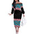 African Adenium Multiflorum Flowers Off The Shoulder Long Sleeve Dress with Kente Style - Wonder Print Shop