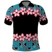African Adenium Multiflorum Flowers Polo Shirt with Kente Style - Wonder Print Shop