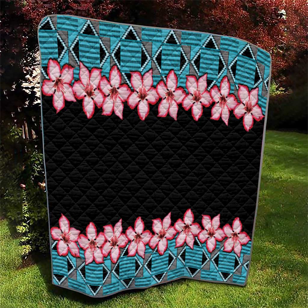 African Adenium Multiflorum Flowers Quilt with Kente Style - Wonder Print Shop