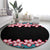 African Adenium Multiflorum Flowers Round Carpet with Kente Style