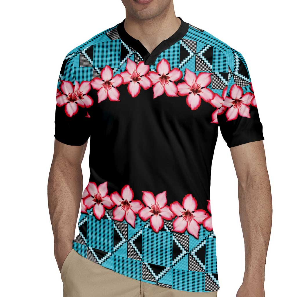 African Adenium Multiflorum Flowers Rugby Jersey with Kente Style - Wonder Print Shop
