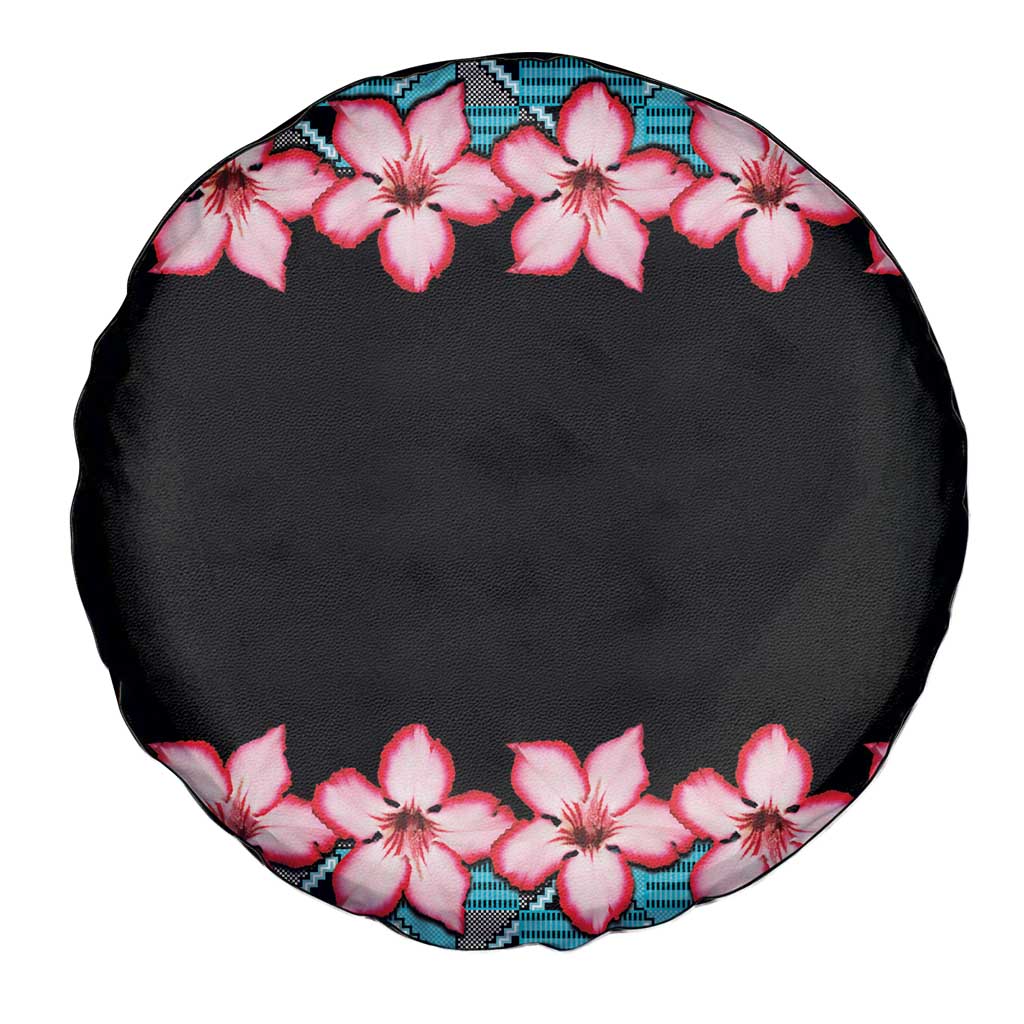 African Adenium Multiflorum Flowers Spare Tire Cover with Kente Style - Wonder Print Shop