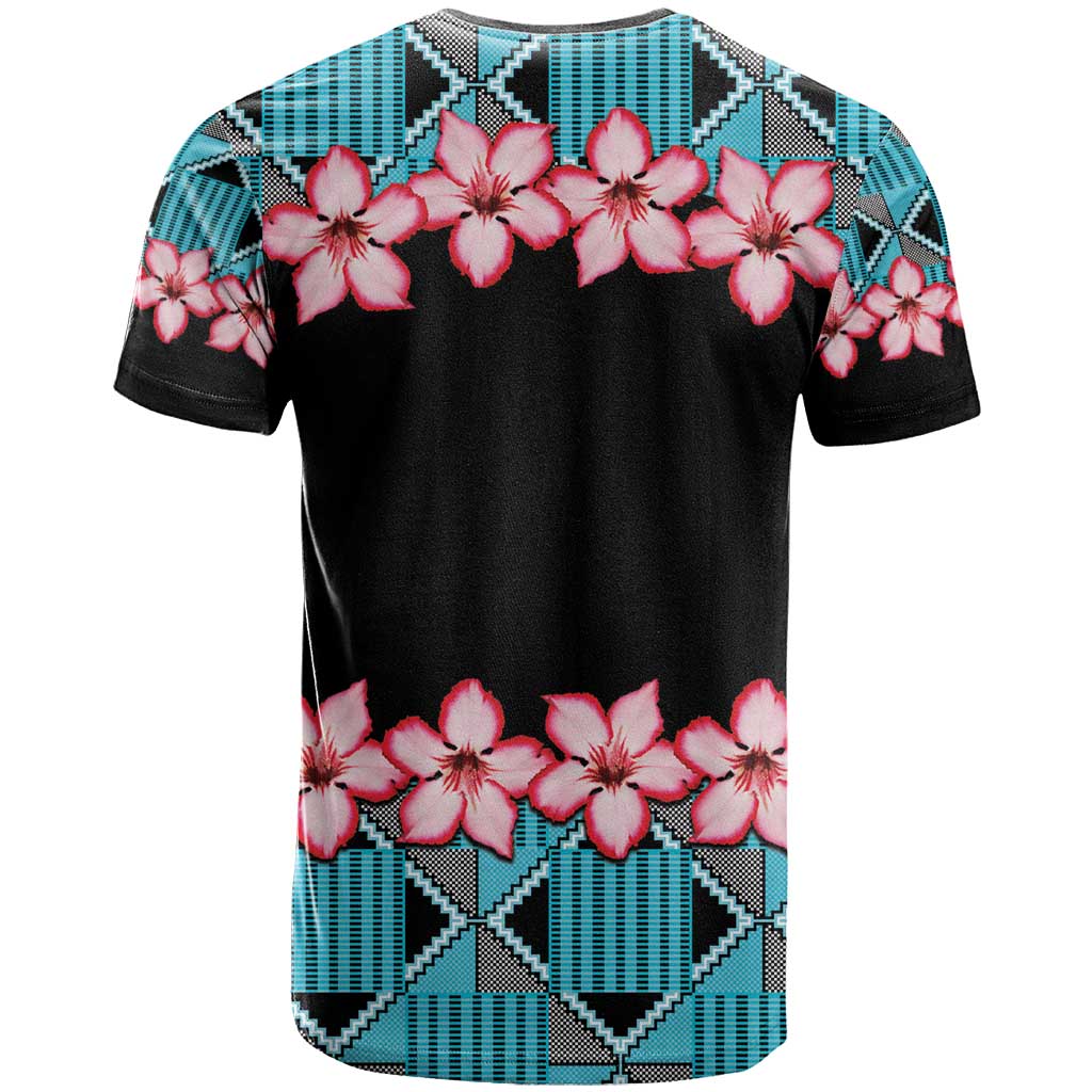 African Adenium Multiflorum Flowers T Shirt with Kente Style - Wonder Print Shop