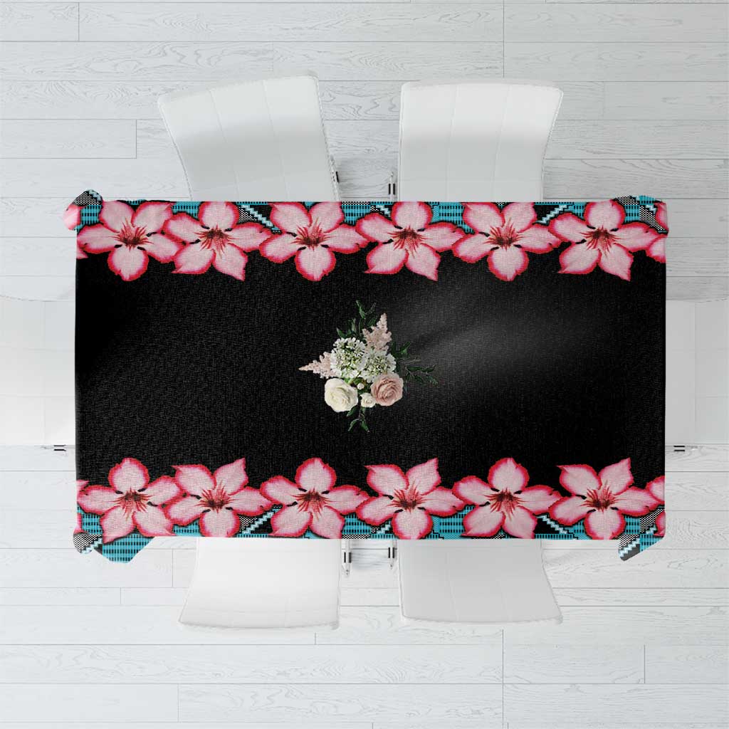 African Adenium Multiflorum Flowers Tablecloth with Kente Style - Wonder Print Shop