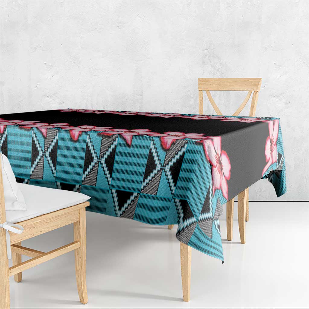 African Adenium Multiflorum Flowers Tablecloth with Kente Style - Wonder Print Shop