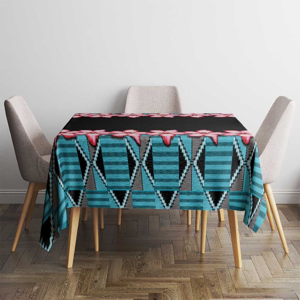 African Adenium Multiflorum Flowers Tablecloth with Kente Style - Wonder Print Shop