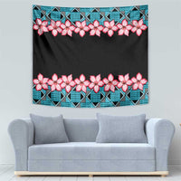 African Adenium Multiflorum Flowers Tapestry with Kente Style - Wonder Print Shop
