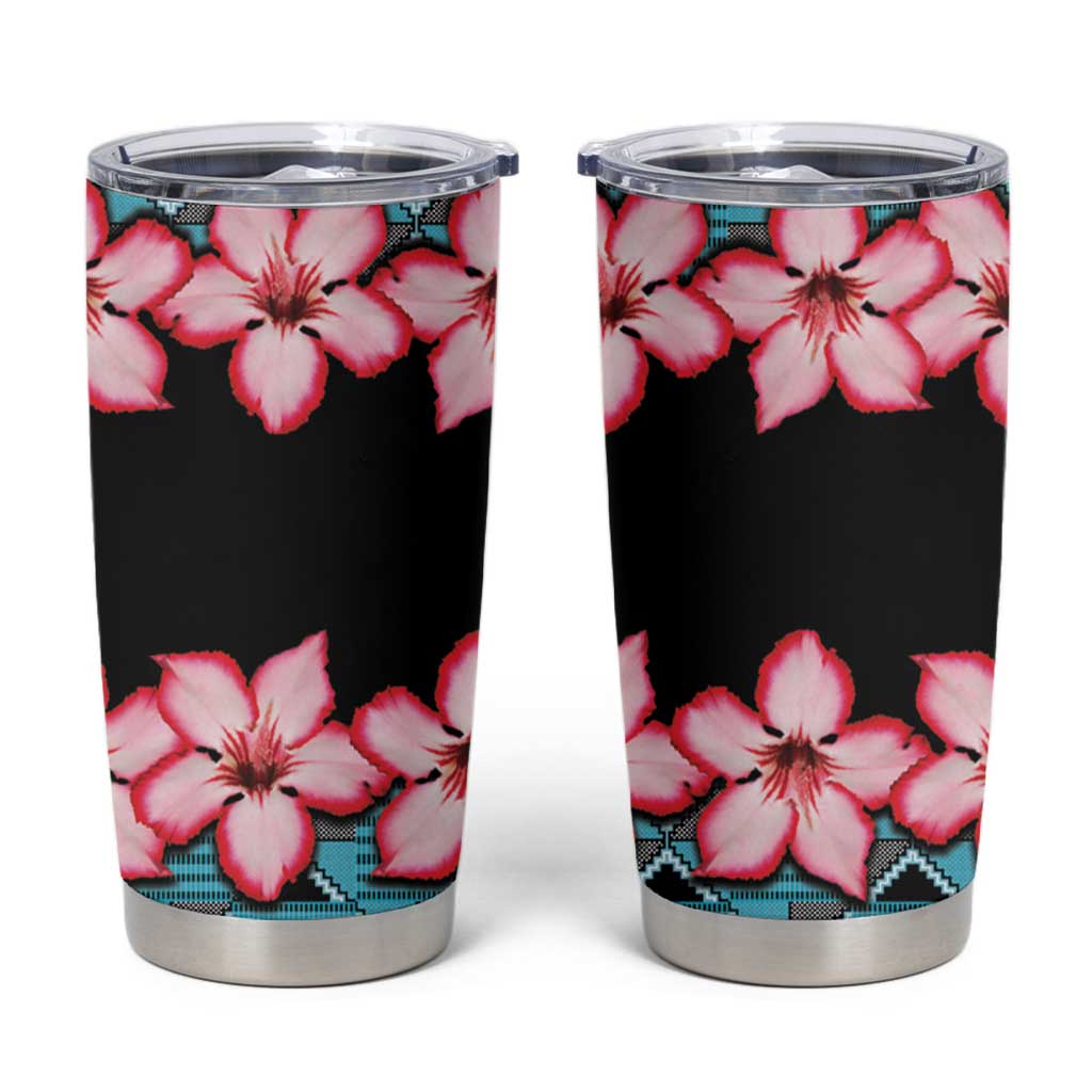 African Adenium Multiflorum Flowers Tumbler Cup with Kente Style - Wonder Print Shop