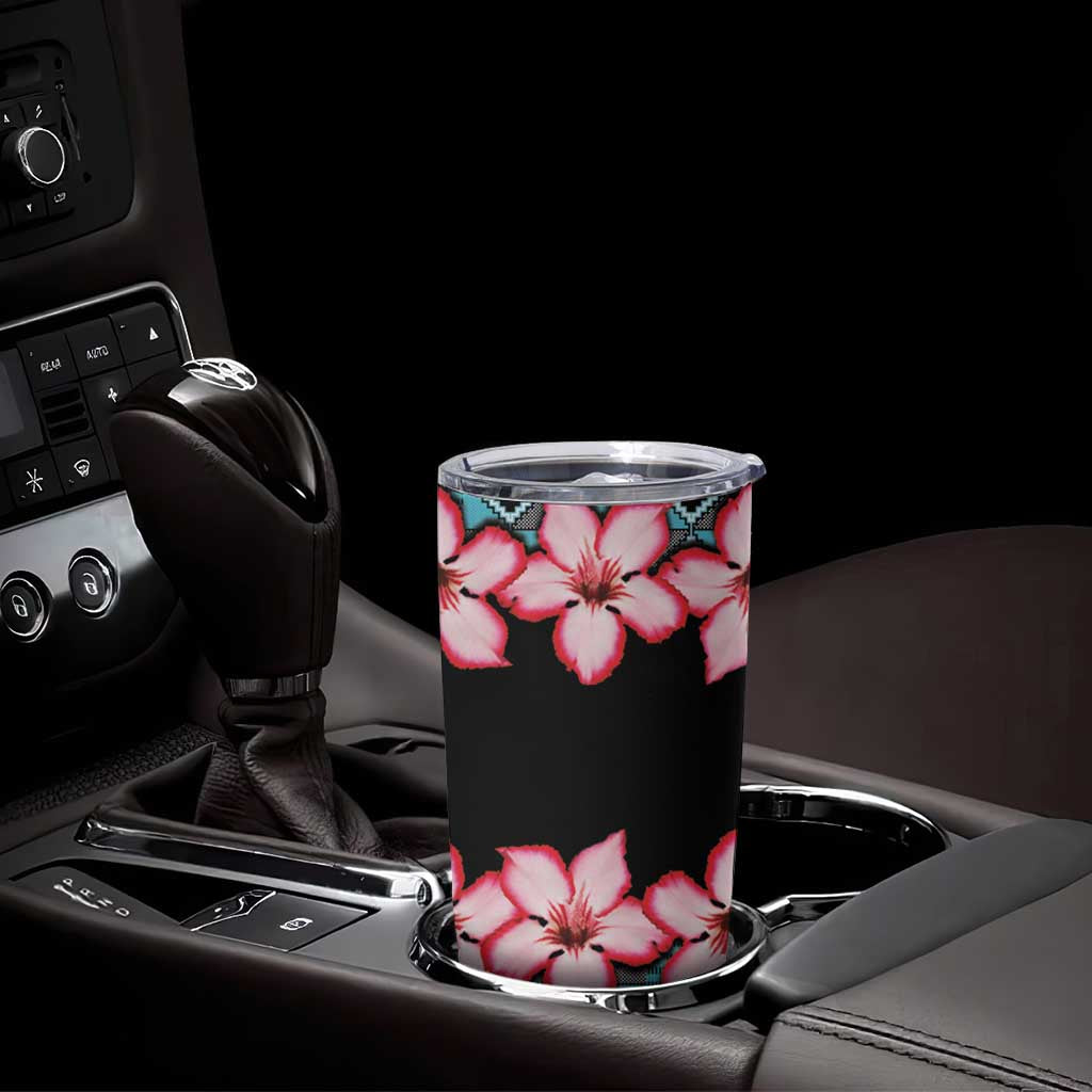 African Adenium Multiflorum Flowers Tumbler Cup with Kente Style - Wonder Print Shop
