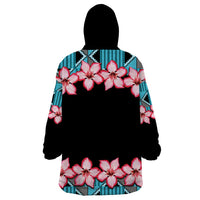 African Adenium Multiflorum Flowers Wearable Blanket Hoodie with Kente Style - Wonder Print Shop