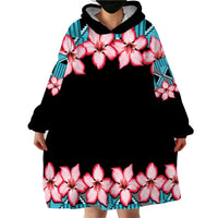 African Adenium Multiflorum Flowers Wearable Blanket Hoodie with Kente Style - Wonder Print Shop
