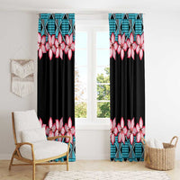 African Adenium Multiflorum Flowers Window Curtain with Kente Style - Wonder Print Shop