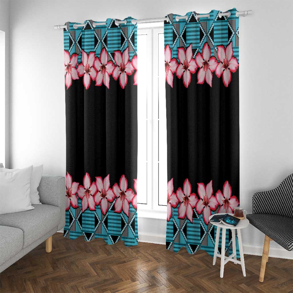 African Adenium Multiflorum Flowers Window Curtain with Kente Style - Wonder Print Shop