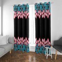 African Adenium Multiflorum Flowers Window Curtain with Kente Style - Wonder Print Shop