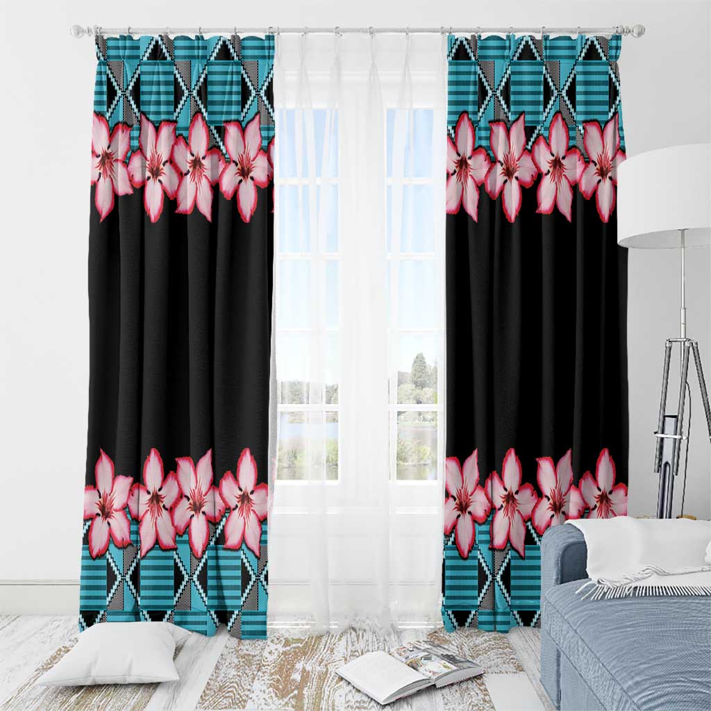 African Adenium Multiflorum Flowers Window Curtain with Kente Style - Wonder Print Shop
