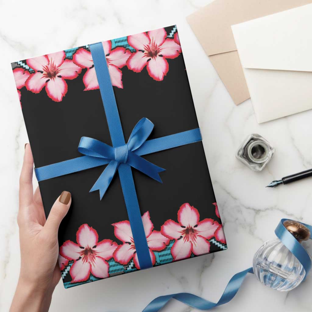 African Adenium Multiflorum Flowers Wrapping Paper Kente Style - Wonder Print Shop