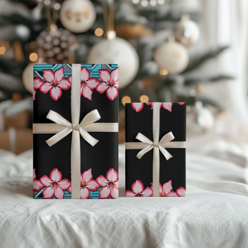 African Adenium Multiflorum Flowers Wrapping Paper Kente Style - Wonder Print Shop