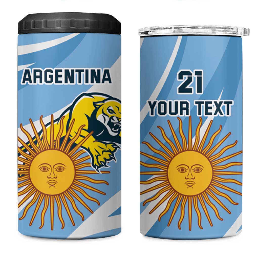 Custom Argentina Rugby Champion 4 in 1 Can Cooler Tumbler Los Puma with Sporty Style LT9 - Wonder Print Shop