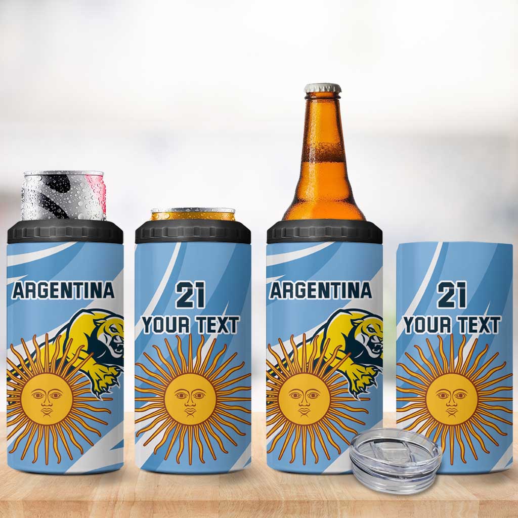 Custom Argentina Rugby Champion 4 in 1 Can Cooler Tumbler Los Puma with Sporty Style LT9 - Wonder Print Shop