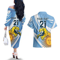 Custom Argentina Rugby Champion Couples Matching Off The Shoulder Long Sleeve Dress and Hawaiian Shirt Los Puma with Sporty Style LT9 - Wonder Print Shop