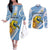 Custom Argentina Rugby Champion Couples Matching Off The Shoulder Long Sleeve Dress and Long Sleeve Button Shirt Los Puma with Sporty Style