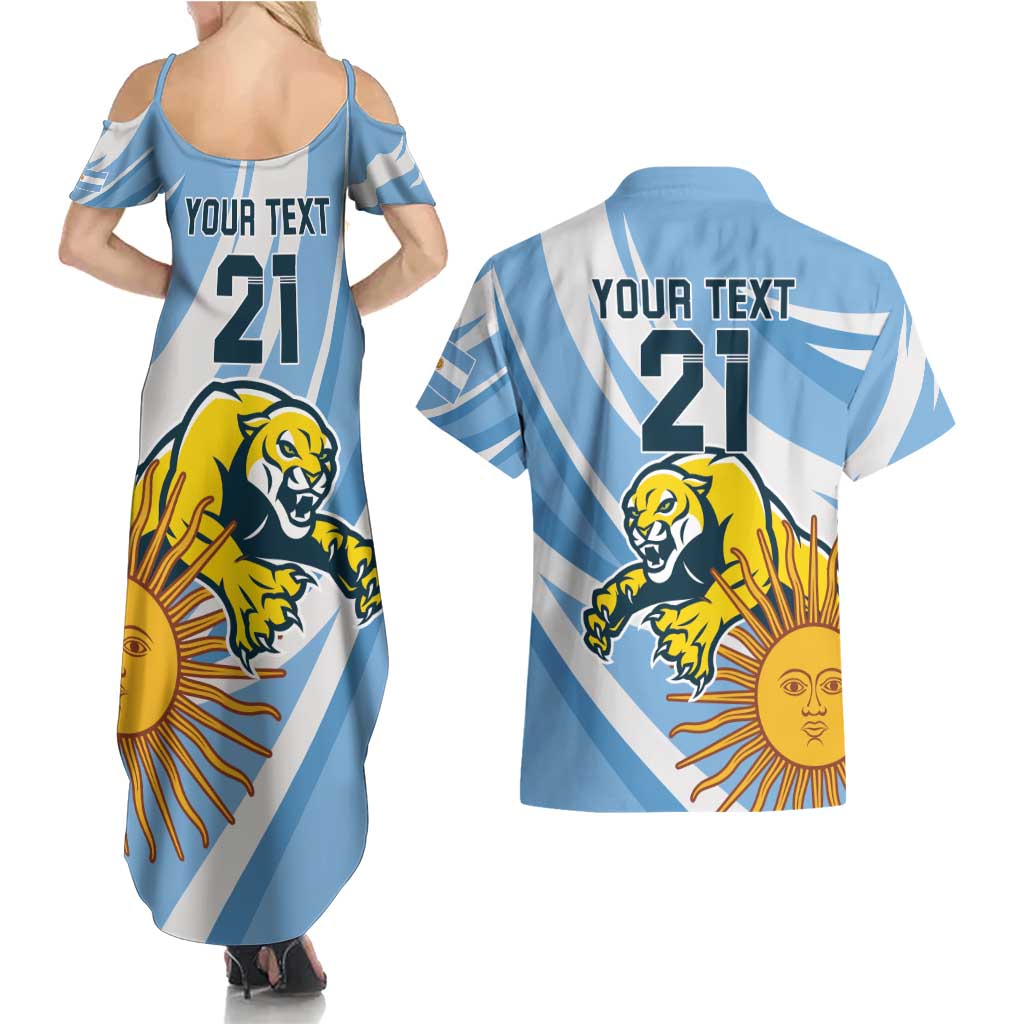 Custom Argentina Rugby Champion Couples Matching Summer Maxi Dress and Hawaiian Shirt Los Puma with Sporty Style LT9 - Wonder Print Shop