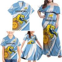 Custom Argentina Rugby Champion Family Matching Off Shoulder Maxi Dress and Hawaiian Shirt Los Puma with Sporty Style LT9 - Wonder Print Shop