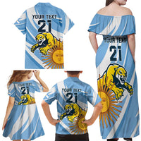 Custom Argentina Rugby Champion Family Matching Off Shoulder Maxi Dress and Hawaiian Shirt Los Puma with Sporty Style LT9 - Wonder Print Shop