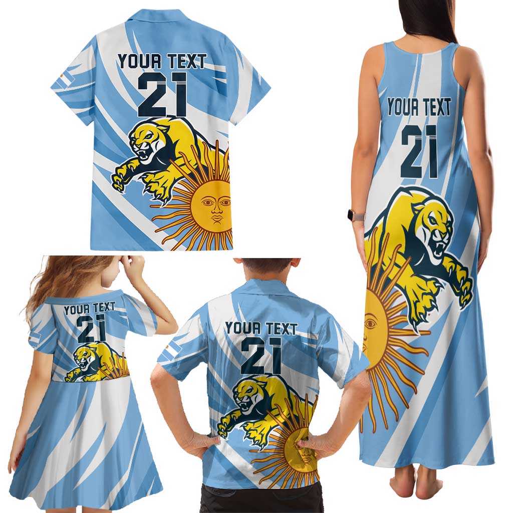 Custom Argentina Rugby Champion Family Matching Tank Maxi Dress and Hawaiian Shirt Los Puma with Sporty Style - Wonder Print Shop
