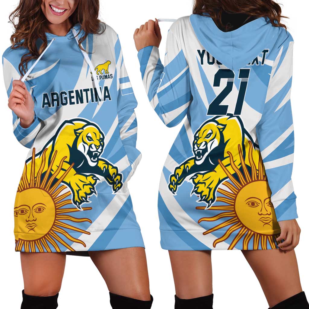 Custom Argentina Rugby Champion Hoodie Dress Los Puma with Sporty Style - Wonder Print Shop