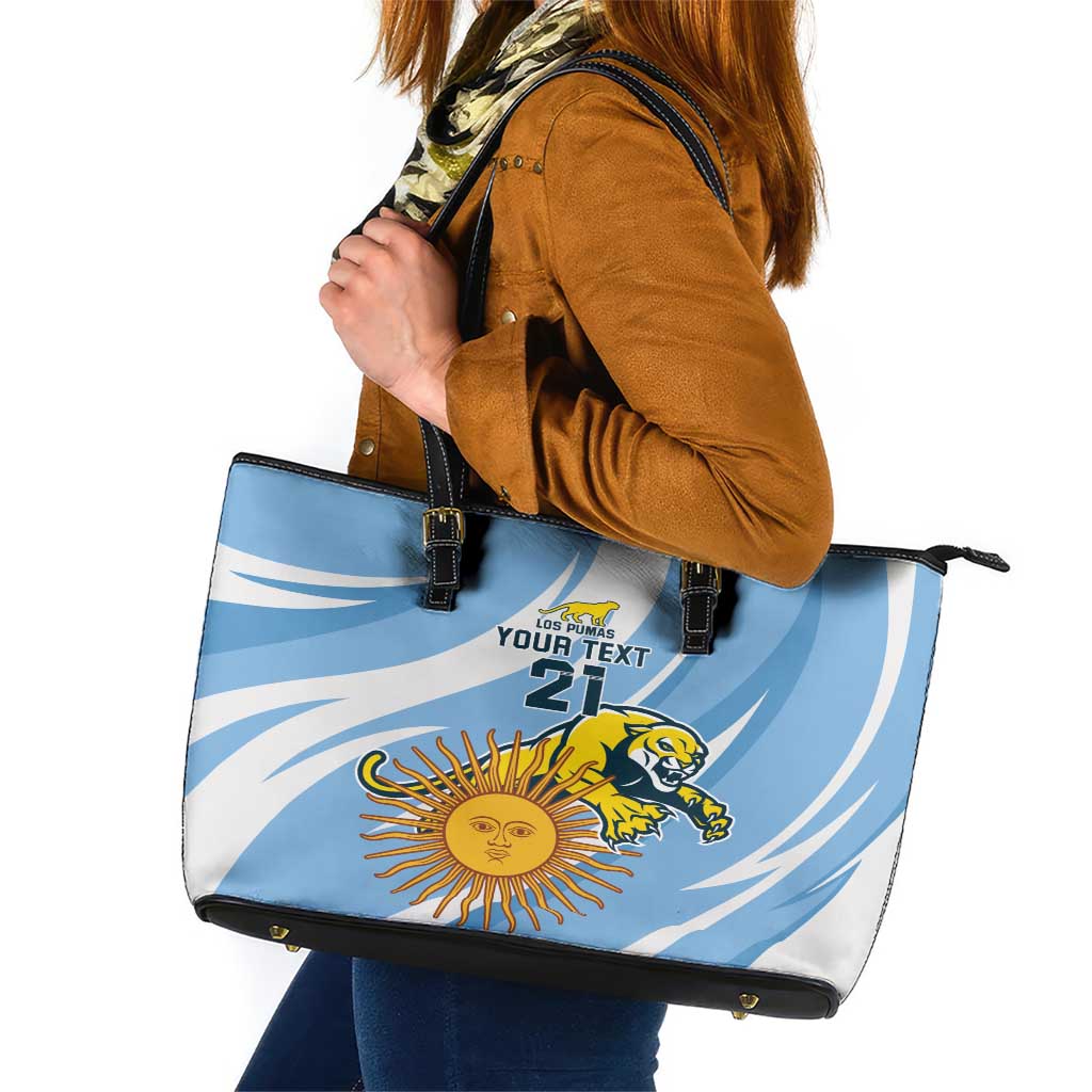 Custom Argentina Rugby Champion Leather Tote Bag Los Puma with Sporty Style - Wonder Print Shop