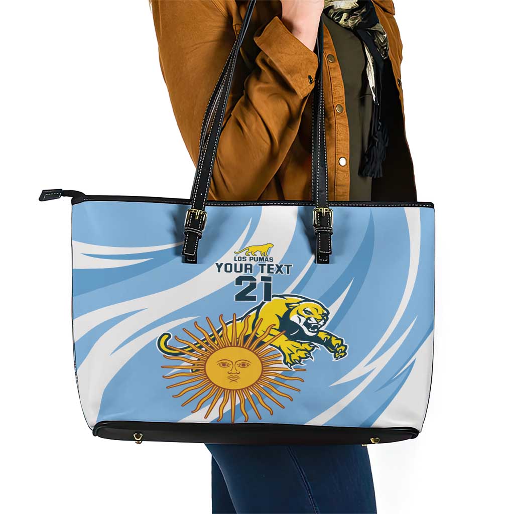 Custom Argentina Rugby Champion Leather Tote Bag Los Puma with Sporty Style - Wonder Print Shop