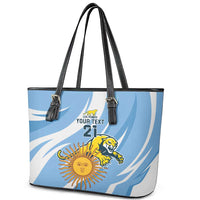 Custom Argentina Rugby Champion Leather Tote Bag Los Puma with Sporty Style - Wonder Print Shop